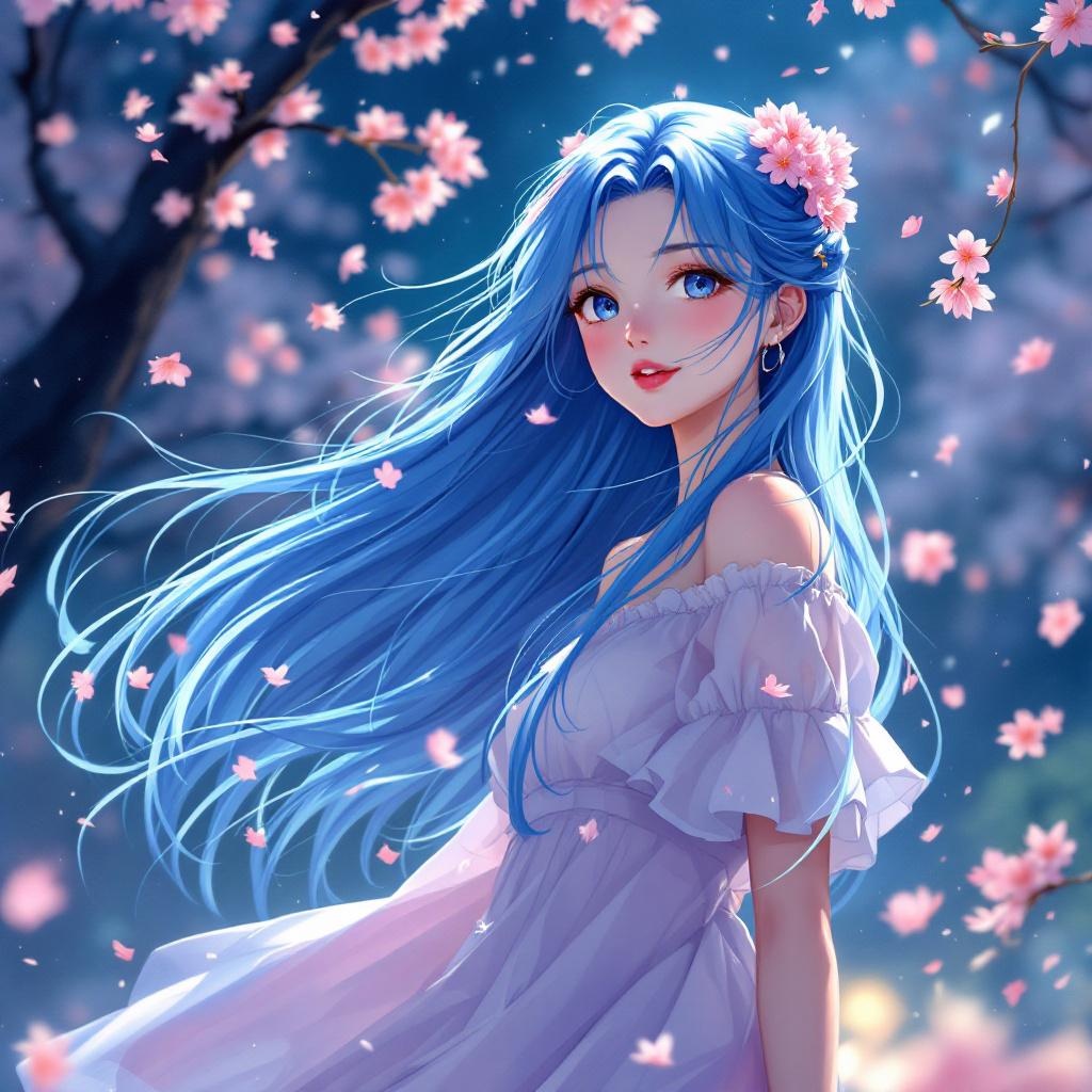 Cyberpunk city street with neon lights, anime style